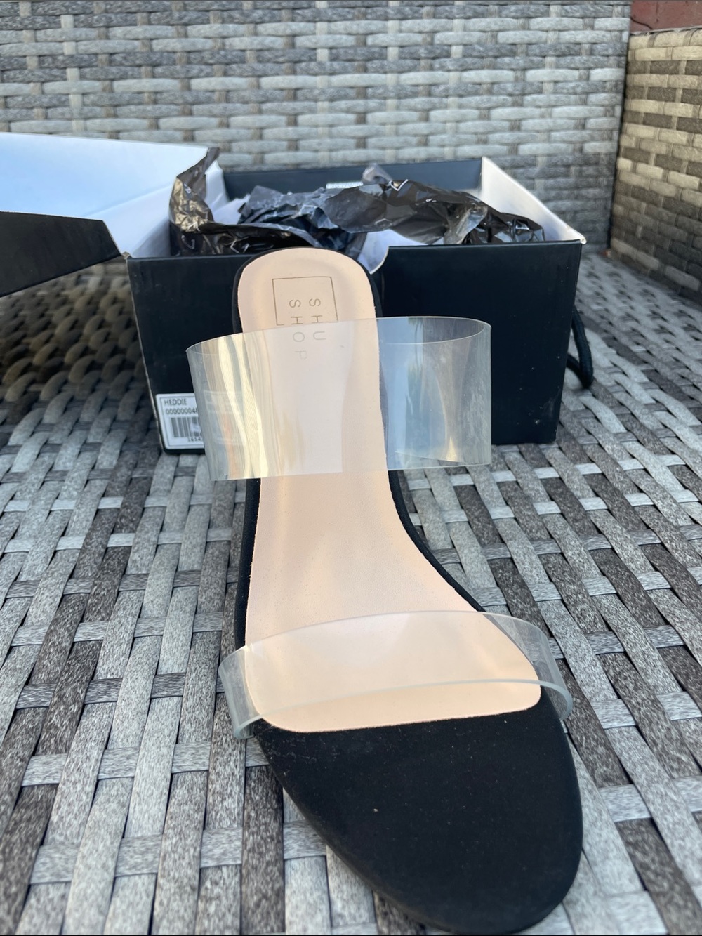 ShuShop Black Mule with Clear Straps